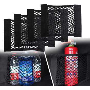 Black Magic Adhesive Mesh Cargo Net Elastic String Net Mesh Net Pouch, Car Back Rear Trunk Seat Mesh Net For Cartrucktrunk (1181 A 984 In(4-Pack))