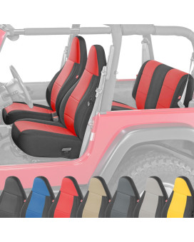 Diver Down Neoprene Seat Cover Set - Fits Jeep Tj 1997-2006 Wrangler - Front And Back Seat Set - Waterproof Custom Fit Seat Covers - Soft Padded Cushion Feel - Thermal Resistant - (Red, 97-02)