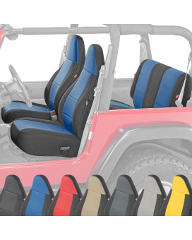 Diver Down Neoprene Seat Cover Set - Fits Jeep Tj 1997-2006 Wrangler - Front And Back Seat Set - Waterproof Custom Fit Seat Covers - Soft Padded Cushion Feel - Thermal Resistant - (Blue, 97-02)