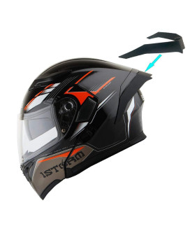 1Storm Motorcycle Modular Full Face Flip Up Dual Visor Helmet + Spoiler: Hb89 Storm Orange