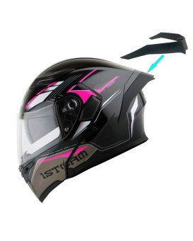 1Storm Motorcycle Modular Full Face Flip Up Dual Visor Helmet + Spoiler: Hb89 Storm Pink