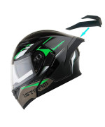 1Storm Motorcycle Modular Full Face Flip Up Dual Visor Helmet + Spoiler: Hb89 Storm Green