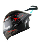 1Storm Motorcycle Modular Full Face Flip Up Dual Visor Helmet + Spoiler: Hb89 Storm Red