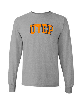Ugp Campus Apparel Al03 - Utep Miners Arch Logo Long Sleeve T Shirt - Large - Sport Grey
