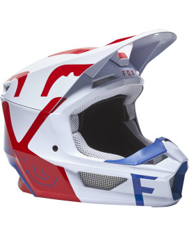 Fox Racing V1 Core Motocross Helmet, Skew Redwhiteblue, Small