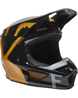 Fox Racing V1 Core Motocross Helmet, Skew Blackgold, Medium