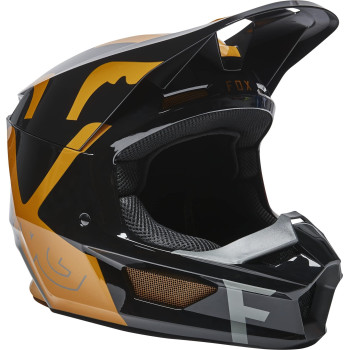 Fox Racing V1 Core Motocross Helmet, Skew Blackgold, Medium