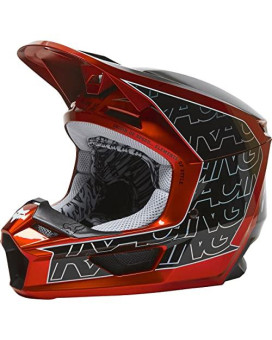 Fox Racing V1 Core Motocross Helmet, Peril Flo Red, Large