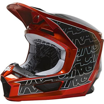 Fox Racing V1 Core Motocross Helmet, Peril Flo Red, Large