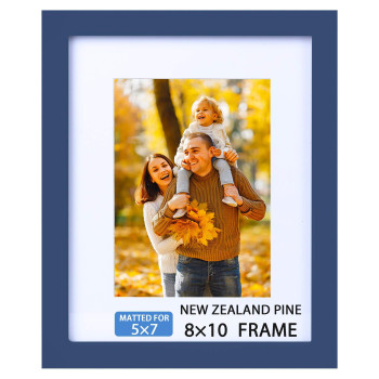 Beyond Your Thoughts Blue 8X10 With Matted For 5X7 Real Wood Real Glass (Hangstand) Picture Photo Frame For Wall And Table Top-Mounting Hardware Included(1 Pack)