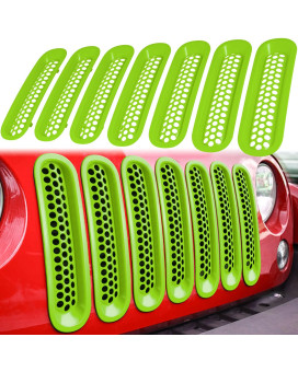 E-Cowlboy 7Pcs Front Grill Mesh Inserts Clip-In Grille Guard For 2007-2017 Jeep Wrangler Jk Jku Sport Freedom Rubicon Sahara Unlimited (Matte Green)