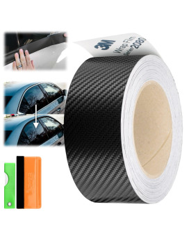 4 Inches X 25 Feet 3M 1080 2080 Carbon Fiber Black Vinyl Wrap Kit For Black Out Chrome Delete Window Trim Door Trim Free Tool Kit