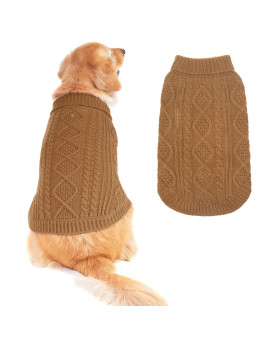 Bingpet Dog Knitted Sweaters - Turtleneck - Classic Cable Knit Dog Jumper Coat Warm Sweartershirts Outfits For Dogs Cats In Autumn Winter