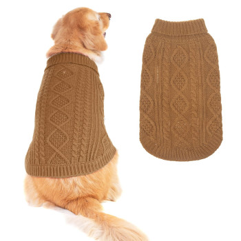 Bingpet Dog Knitted Sweaters - Turtleneck - Classic Cable Knit Dog Jumper Coat Warm Sweartershirts Outfits For Dogs Cats In Autumn Winter