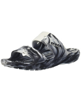 Crocs Unisex-Adult Classic Tie Dye Two-Strap Sandals, Whiteblack, 6 Men8 Women