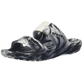 Crocs Unisex-Adult Classic Tie Dye Two-Strap Sandals, Whiteblack, 6 Men8 Women