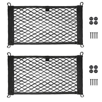 Seepong 2 Pack Large Cargo Net For Trunk, Rv, Boats Storage Mesh Pocket Net With 4 Mounting Screw And Builtin Hooks 18 X 98 Inch