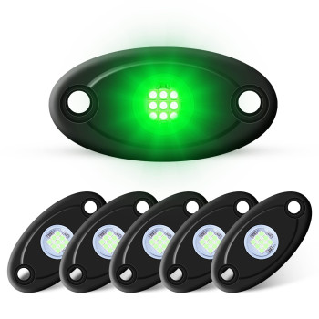 Ly8 6 Pods Led Rock Lights Green Waterproof Underglow Neon Underbody Fender Light Kits For Jeep Trucks Car Atv Suv Motorcycle Boat (Green)