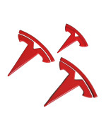 Yhcdsea Model 3 Steering Wheelfront Trunkrear Trunk Logo Cover Sticker Badge Decals 3Pcsset For Fit Tesla Model 3 Emblem Accessories (Red)