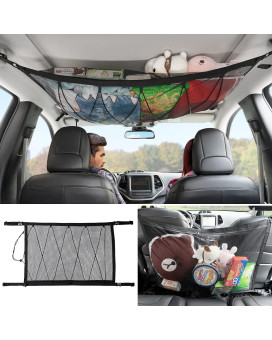 Car Ceiling Cargo Net Pocket - 3543X 2559 Adjustable Car Suv Roof Net Storage Bag Long Trip Organizers Storage Net For Most Car Double-Layer Mesh Ceiling Storage Nets With Zipper