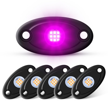 Ly8 6 Pods Led Rock Lights Kits Purple Neon Underglow Lights For Car Trucks Atv Utv Suv Jeep Boat Underbody Glow Trail Rig Lights Waterproof (Purple)