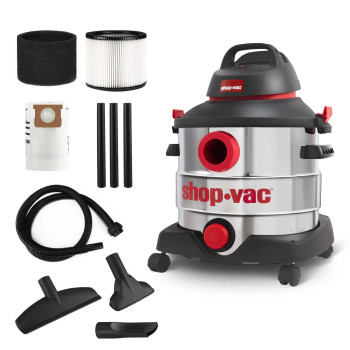 Shop-Vac 8 Gallon 6.0 Peak Hp Wetdry Vacuum, Stainless Steel Tank, Portable Shop Vacuum With Multifunctional Attachments For Jobsite, Garage & Workshop. 5989400