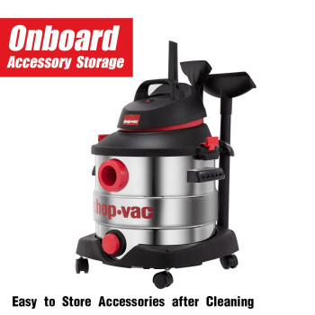 Shop-Vac 8 Gallon 6.0 Peak Hp Wetdry Vacuum, Stainless Steel Tank, Portable Shop Vacuum With Multifunctional Attachments For Jobsite, Garage & Workshop. 5989400