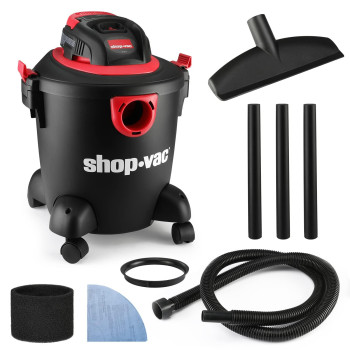 Shop-Vac 5 Gallon 2.0 Peak Hp Wetdry Vacuum, Portable Compact Shop Vacuum With Collapsible Handle & Multifunction Attachments For Home, Jobsite, Garage, Car & Workshop. 2035000