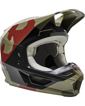 Fox Racing V1 Core Motocross Helmet, Bnkr Green Camo, X-Large