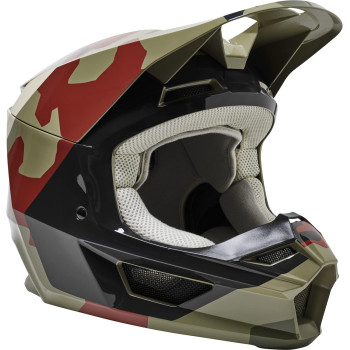 Fox Racing V1 Core Motocross Helmet, Bnkr Green Camo, X-Large