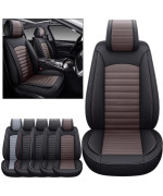 Omoka Auto Car Seat Covers With Waterproof Leather,Vehicle Cushion Cover For Cars Suv Sedan Pick-Up Truck Universal Fit Set For Most Cars (Black-Coffee, 2 Pcs Front Seat)