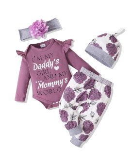 Renotemy Infant Girl Clothes Baby Girl Gifts Newborn Girl Outfits Cute 6-12 Months Baby Girl Clothes Purple