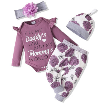 Renotemy Infant Girl Clothes Baby Girl Gifts Newborn Girl Outfits Cute 6-12 Months Baby Girl Clothes Purple