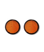 Stick-On Round Reflectors - Safety Spoke Reflective Quick Mount Custom Accessories Adhesive Reflector For Mailboxes, Stakes, Houses, Cars, Trailer, Trucks, Bicycle (Amber-D:236H:055Inch, 2Pcs)