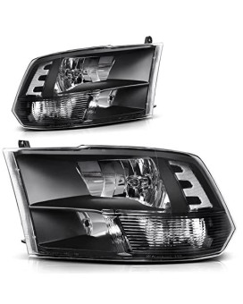 Autosaver88 Headlights Assembly Compatible With 2009-2018 Dodge Ram 1500 2500 3500 2019-2022 Ram 1500 Classic Headlamp Replacement Clear Reflector Passenger And Driver Side (Only For Quad Models)