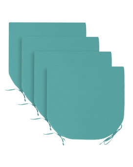 Basic Beyond Outdoor Chair Cushions For Patio Furniture - Round Corner Outdoor Chair Cushions Set Of 4, Waterproof Seat Cushions With Ties, 17X16X2, Teal