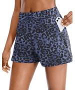 Santiny Womens Lounge Shorts 25 Comfy Workout Hiking Athletic Running Casual Shorts For Women With Pockets (02-Blue Leopard_S)