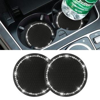 Car Bling Cup Holder Coaster, 2 Pack 275 Inch Crystal Rhinestone Car Cup Holder Insert Coaster,Universal For Cars, Vehicles, Suvs, Car Interior Accessories For Women And Men (Blackwhite)