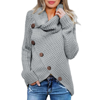 Asvivid Cowl Neck Womens Sweaters For Women Spring Fashion Cozy Button Asymmetrical Sweater Wrap Sweater Cute Light Grey Juniors Sweater Tops 2Xl