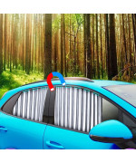 Ovege Car Window Shade -Car Side Window Sun Shade Car Curtain Pleated Silky Uv Protection Privacy Baby Suction Magnetic (Silver, Frontback 4Pcs)