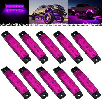 Pseqt 10Pcs Led Rock Strip Lights Car Exterior Underglow Wheel Fender Well Lighting Kits Waterproof For Golf Cart Wrangler Offroad Truck Rv Utv Atv Snowmobile (Purple)