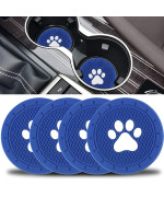 Justtop Car Cup Holder Coaster, 4Pcs Pvc Paw Car Coaster, Universal Auto Anti Slip Cup Holder Insert Coaster, Car Interior Accessories-Deep Blue