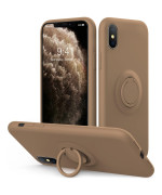 Vooii For Iphone Xs Max Case With Kickstand Baby Grade Liquid Silicone 10Ft Drop Tested Protective, Microfiber Lining Shockproof Full-Body Cover Case For Iphone Xs Max(Light Brown)