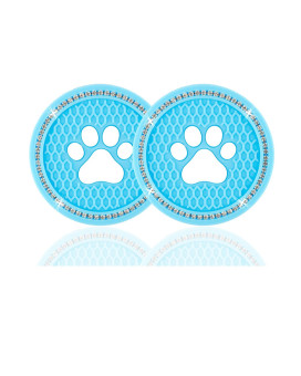 Justtop 2Pcs Bling Crystal Paw Car Cup Holder Coaster, Universal Auto Anti Slip Cup Holder Insert Coaster, Rhinestone Car Interior Accessories-Blue