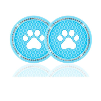 Justtop 2Pcs Bling Crystal Paw Car Cup Holder Coaster, Universal Auto Anti Slip Cup Holder Insert Coaster, Rhinestone Car Interior Accessories-Blue