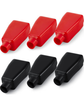 Battery Terminal Covers Battery Terminal Insulating Protector Caps Positive And Negative Cable Covers In Red And Black For Boat Cars (6 Pieces)