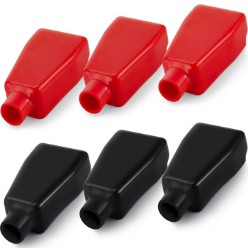 Battery Terminal Covers Battery Terminal Insulating Protector Caps Positive And Negative Cable Covers In Red And Black For Boat Cars (6 Pieces)