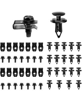 50Pcs Body Bolts Screws Metal - Universal U-Nuts Kit Engine Splash Cover Body Bolt Mudguard Fixer Bumper Clamp Fastening Nut Bumper Screw Bolt Rivet Clamp Kit