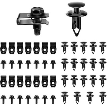 50Pcs Body Bolts Screws Metal - Universal U-Nuts Kit Engine Splash Cover Body Bolt Mudguard Fixer Bumper Clamp Fastening Nut Bumper Screw Bolt Rivet Clamp Kit