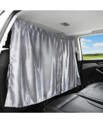 Ovege Car Divider Curtains Sun Shade-Privacy Travel Nap Night Car Camping Detachable Simple Curtain (Silver)